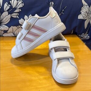 Adidas Kids White and Iridescent Velcro Sneakers